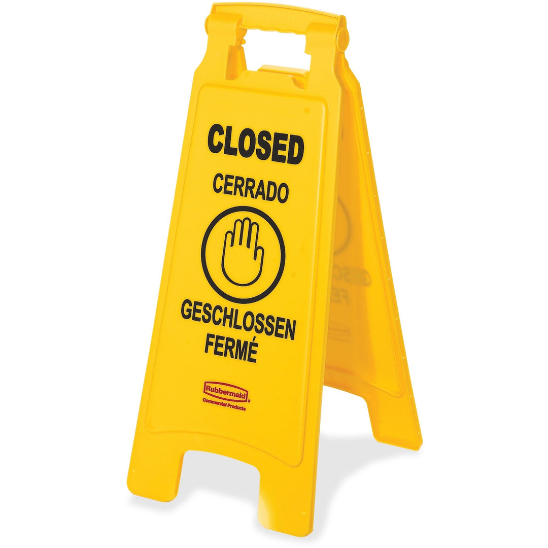 Image of Rubbermaid Commercial 6112-78YW Closed Multi-Lingual Floor Sign