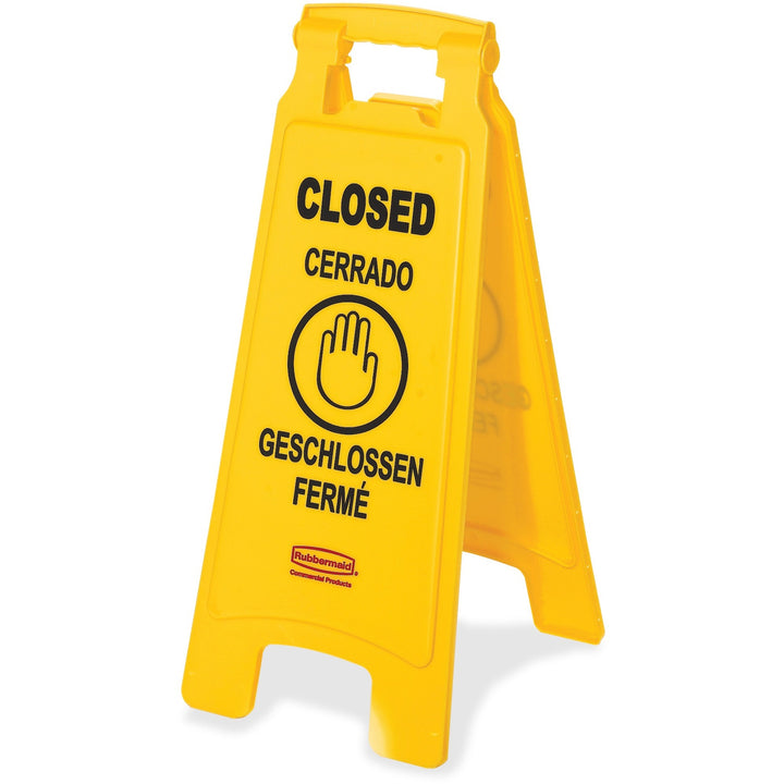 Image of Rubbermaid Commercial 6112-78YW Closed Multi-Lingual Floor Sign