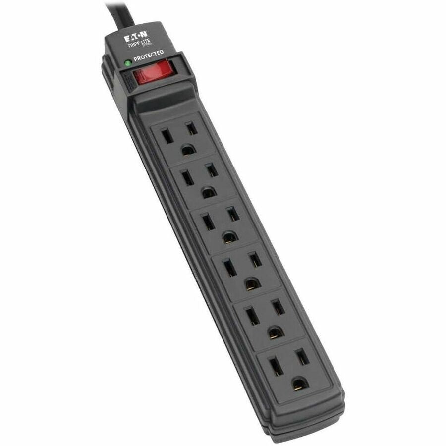 Image of Tripp Lite by Eaton Surge Protector,6-Outlet,6'Cord,3-4/5"Wx1-1/10"Dx11-1/4"H,BK