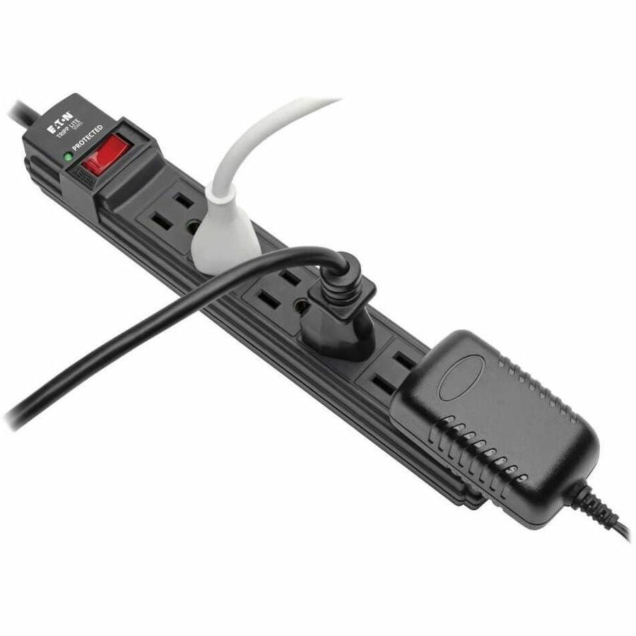 Image of Tripp Lite by Eaton Surge Protector,6-Outlet,6'Cord,3-4/5"Wx1-1/10"Dx11-1/4"H,BK