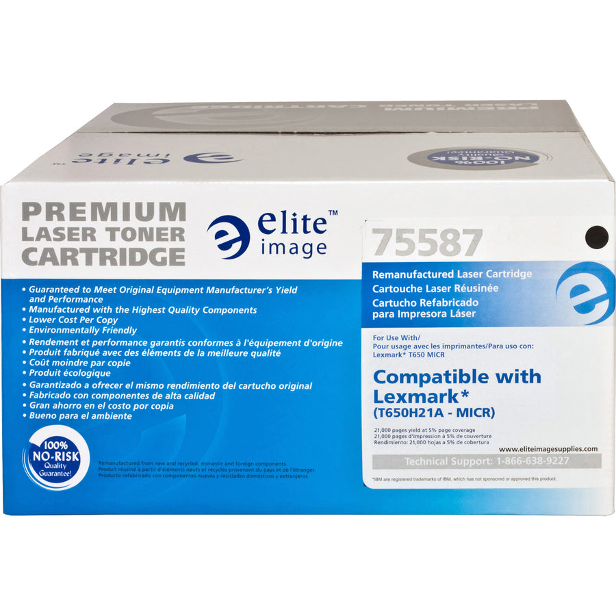 Image of Elite Image 75587 Remanufactured Lexmark MICR Toner Cartridge, 25000 Pages, 1 Each
