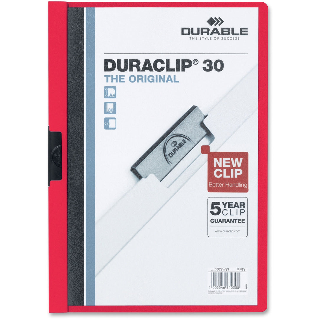 Image of DURACLIP 220303 Report Covers, 8 1/2" x 11", 30 Sheets Capacity, 1 Fastener, Vinyl, Red, 25 / Box