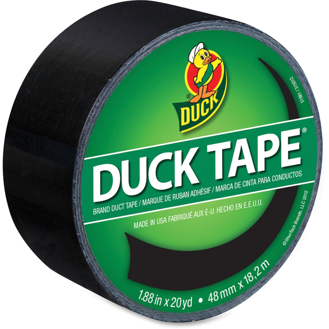 Image of Duck Brand Duck Tape 1265013RL Brand Color Duct Tape, 20 yd Length x 1.88" Width, Black, For Repairing, Color Coding, 1 Roll