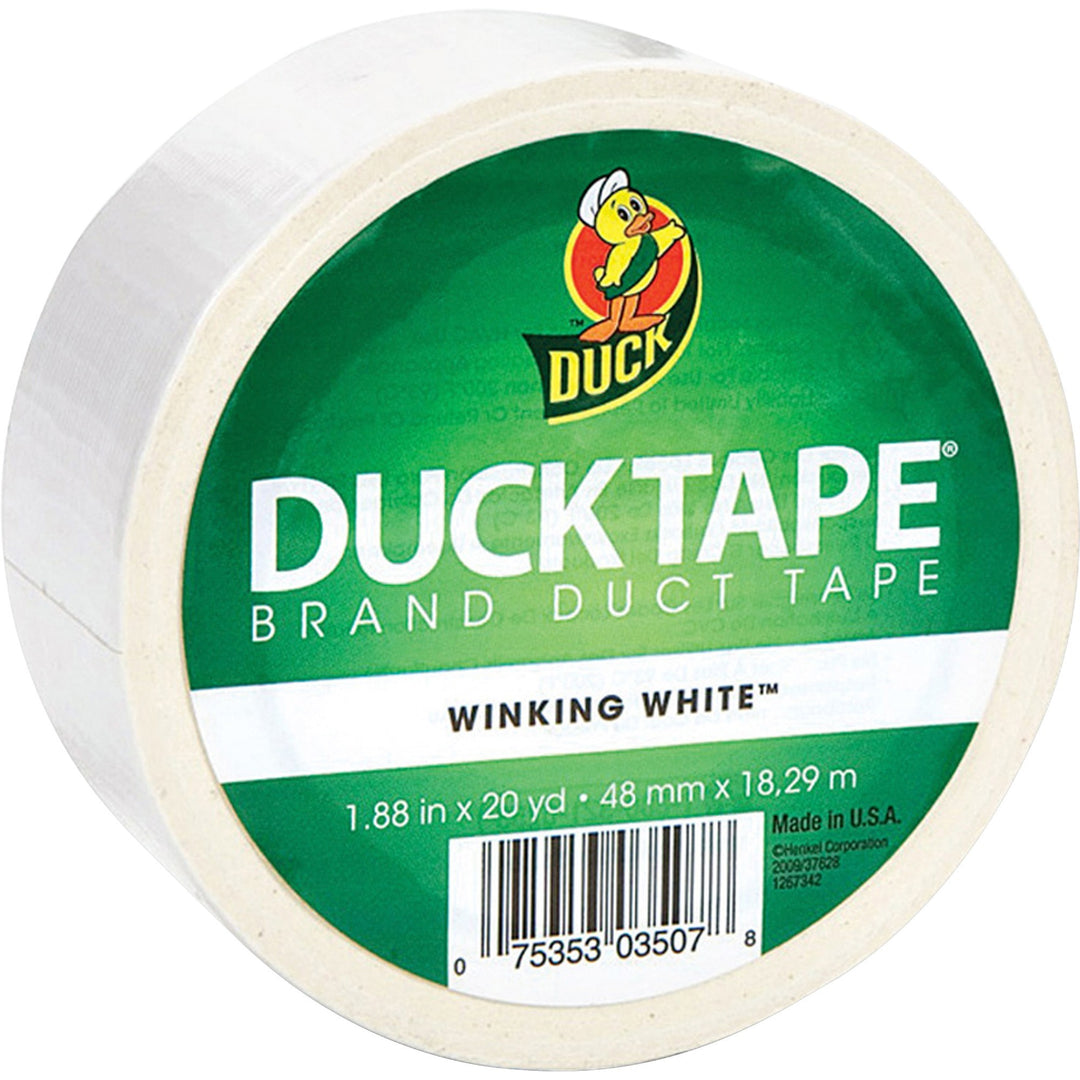 Image of Duck Brand Duck Tape 1265015RL Brand Color Duct Tape, 20 yd Length x 1.88" Width, White, For Repairing, Color Coding, Packing, Crafting, 1 Roll