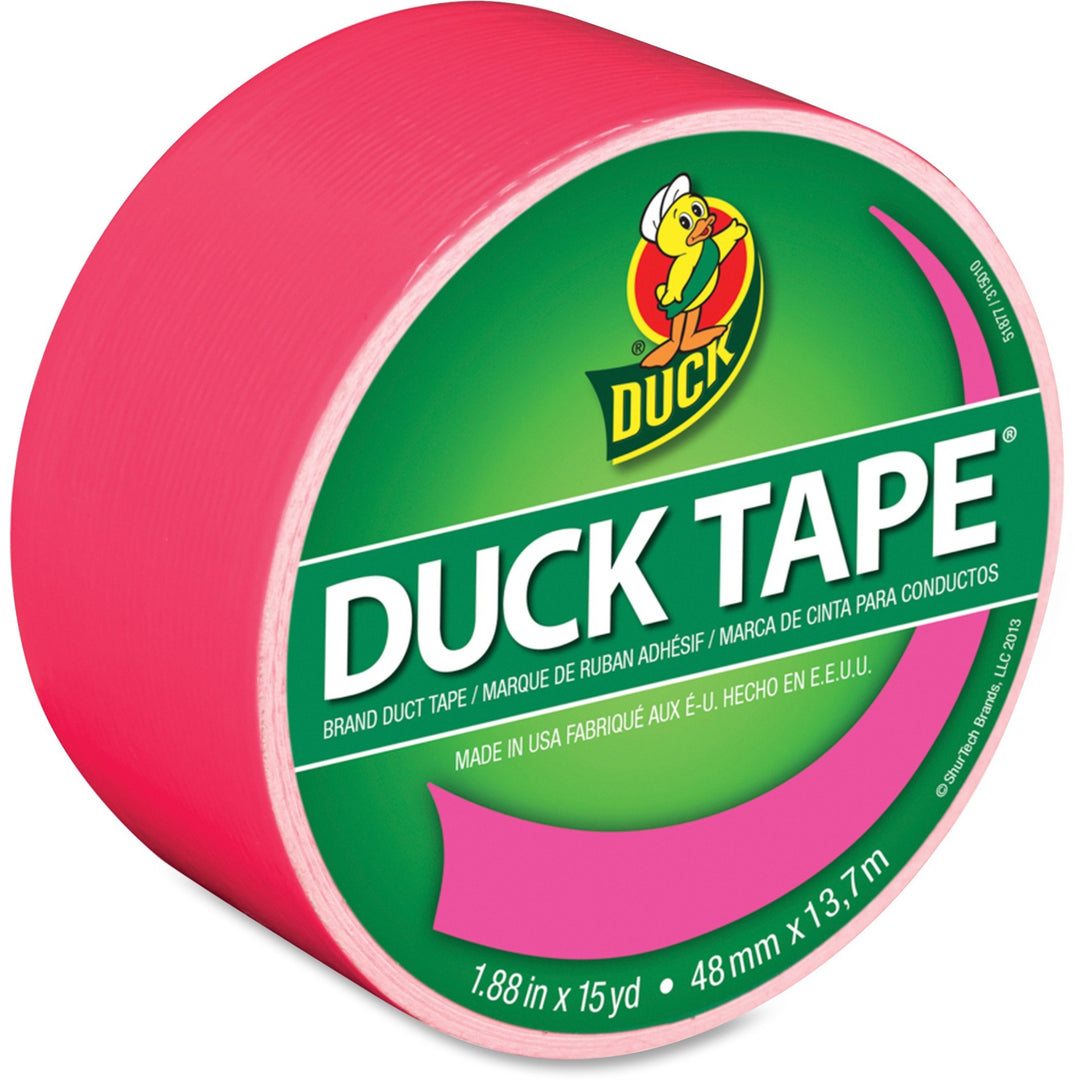 Image of Duck Brand Duck Tape 1265016RL Color Duct Tape, 15 yd Length x 1.88" Width, Pink, For Color Coding, Repairing, Packing, Crafting, 1 Roll