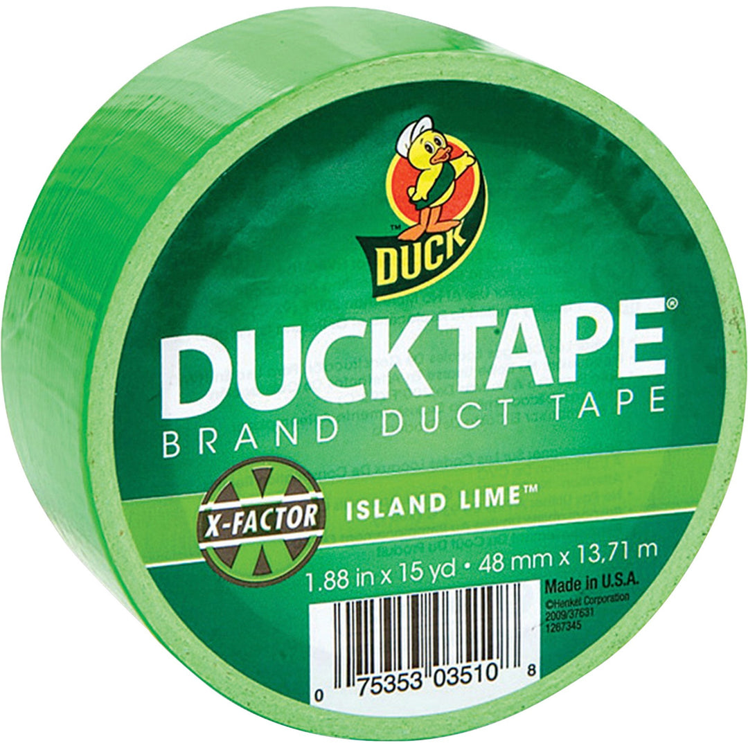 Image of Duck Brand Duck Tape 1265018RL Color Duct Tape, 15 yd Length x 1.88" Width, Neon Green, For Color Coding, Repairing, Packing, Crafting, 1 Roll