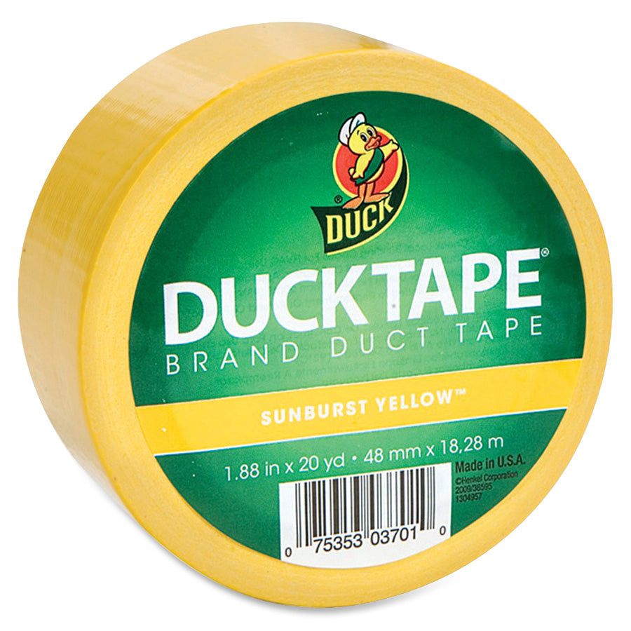 Image of Duck Brand Duck Tape 1304966RL Brand Color Duct Tape, 20 yd Length x 1.88" Width, Yellow, For Repairing, Color Coding, Packing, Crafting, 1 Roll