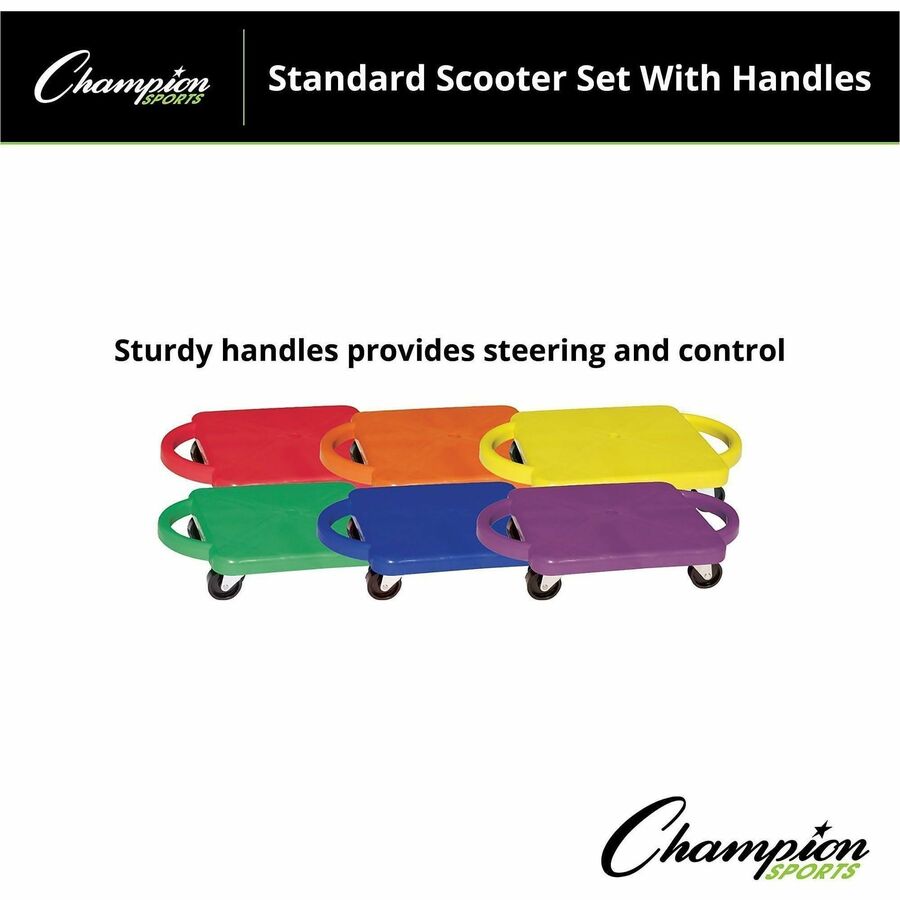 Image of Champion Sports Scooter Set, w/Swivel Casters, 12"x12", 6/ST, AST