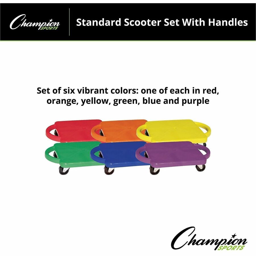 Image of Champion Sports Scooter Set, w/Swivel Casters, 12"x12", 6/ST, AST