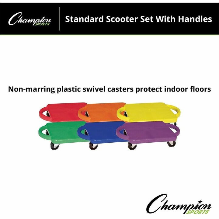 Image of Champion Sports Scooter Set, w/Swivel Casters, 12"x12", 6/ST, AST