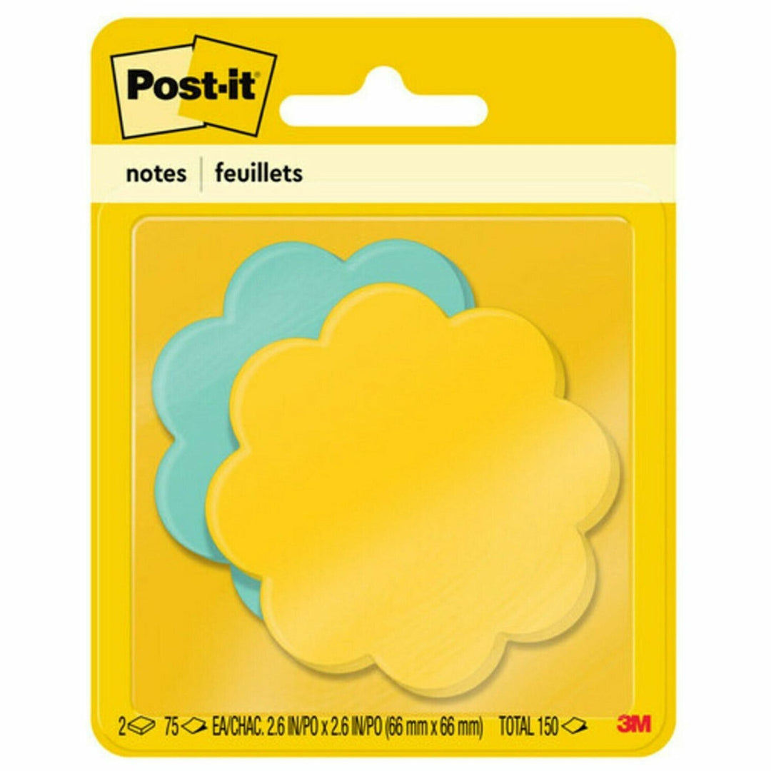 Image of 3M Sticky Notes Pad, Daisy Shape, 75 Sheets, 3"x3", 2/PK, MI