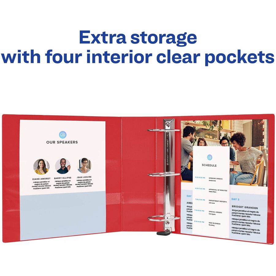 Image of Avery® Heavy-Duty View Binder With Durahinge And Locking One Touch Ezd Rings, 3 Rings, 4" Capacity, 11 X 8.5, Red