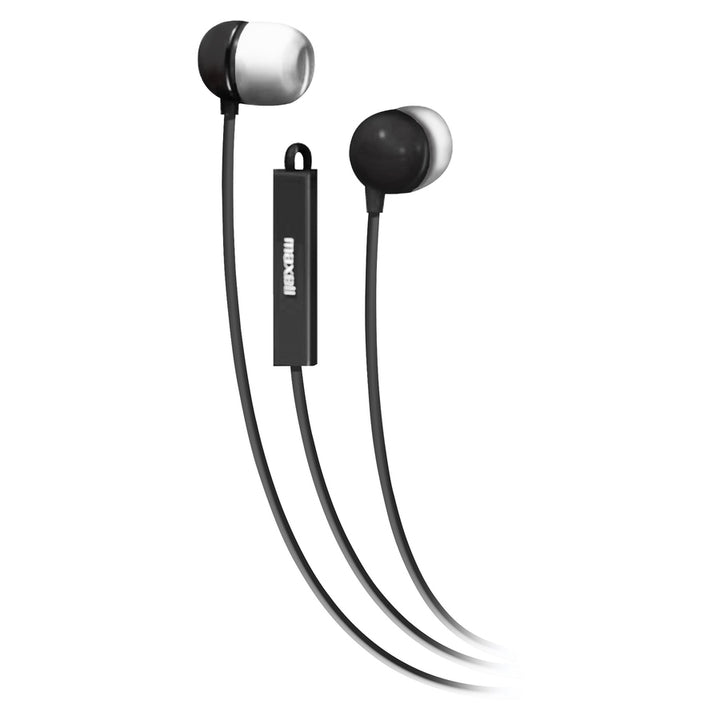 Image of Maxell® In-Ear Buds with Built-in Microphone, 4 ft Cord, Black