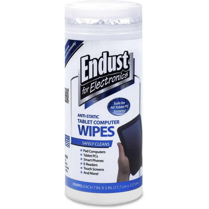 Image of Endust® for Electronics Tablet and Laptop Cleaning Wipes, 5 x 7, Unscented, White, 70/Tub