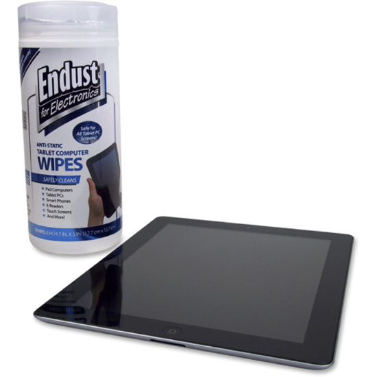 Image of Endust® for Electronics Tablet and Laptop Cleaning Wipes, 5 x 7, Unscented, White, 70/Tub
