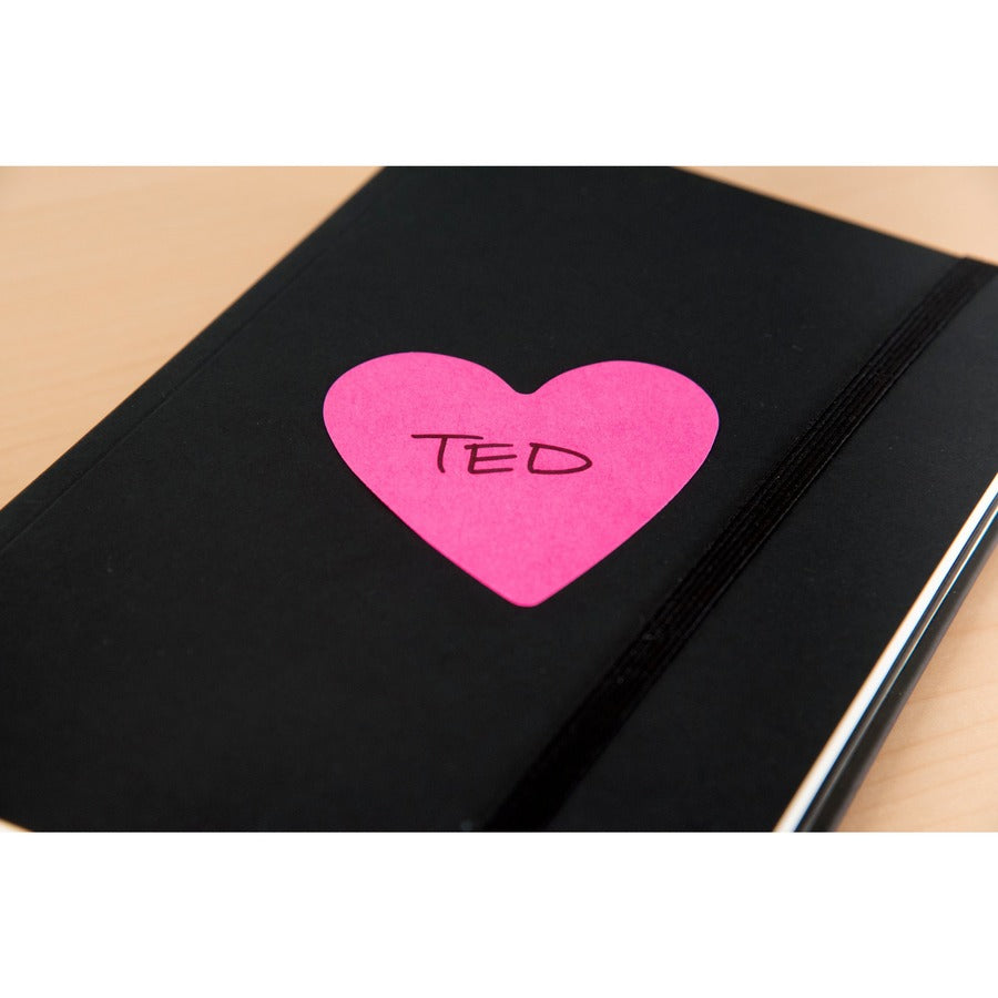 Image of Post-it® Notes Die-Cut Heart Shaped Notepads, 3" x 3", Pink/Purple, 75 Sheets/Pad, 2 Pads/Pack