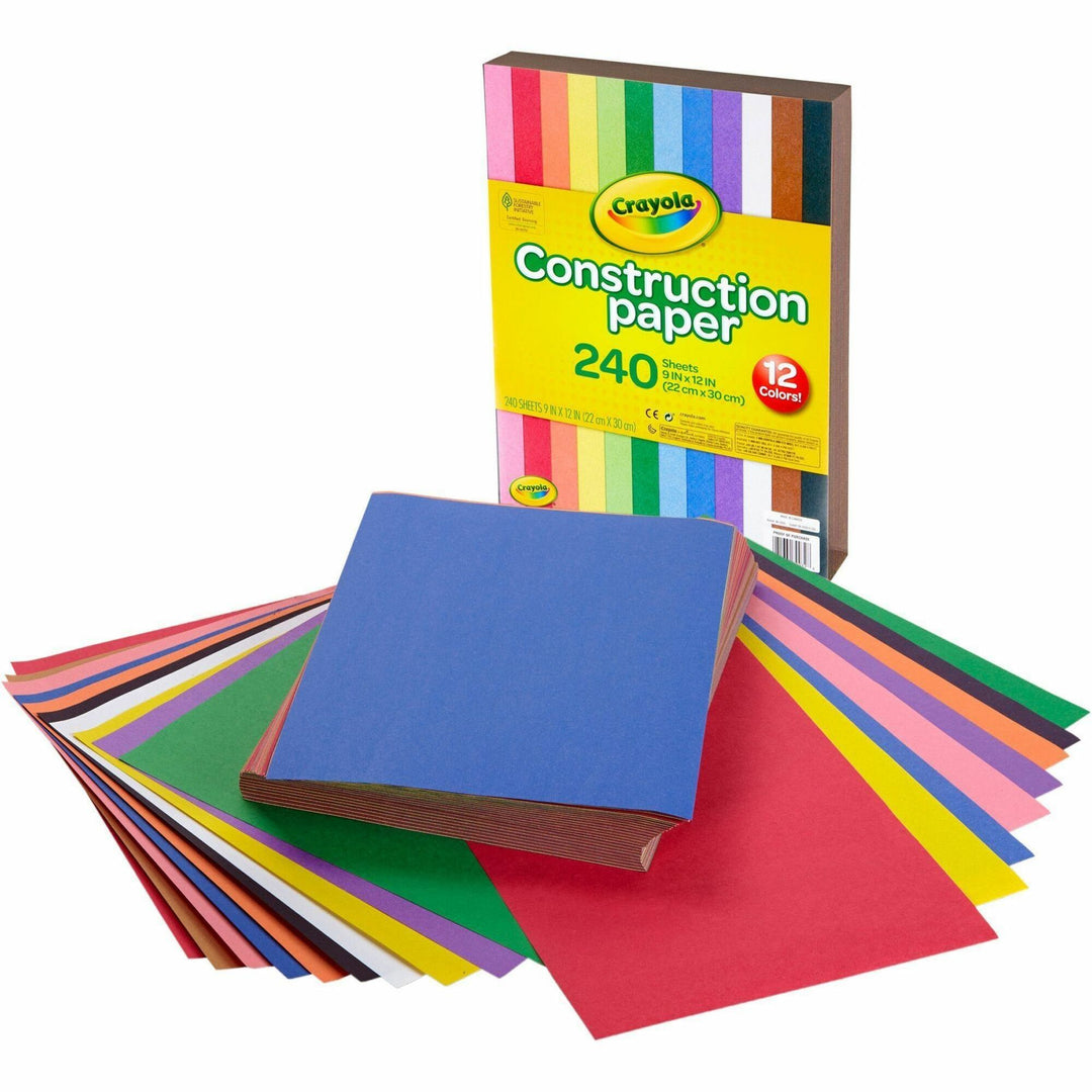 Image of Crayola 99-3200 Construction Paper, Craft Project, School Project, Art, 1.60" H x 9" W x 12" Length, Assorted, 1 Pack