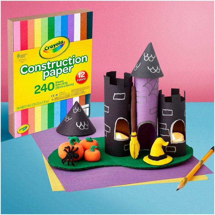 Image of Crayola 99-3200 Construction Paper, Craft Project, School Project, Art, 1.60" H x 9" W x 12" Length, Assorted, 1 Pack