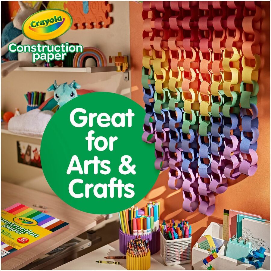 Image of Crayola 99-3200 Construction Paper, Craft Project, School Project, Art, 1.60" H x 9" W x 12" Length, Assorted, 1 Pack