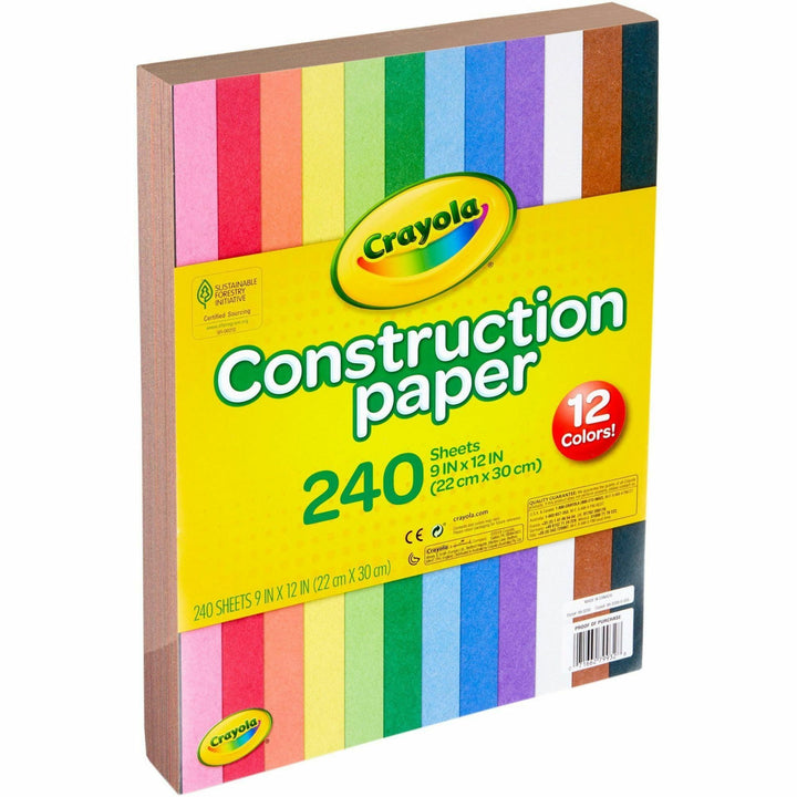 Image of Crayola 99-3200 Construction Paper, Craft Project, School Project, Art, 1.60" H x 9" W x 12" Length, Assorted, 1 Pack