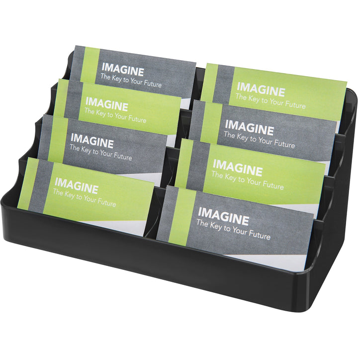 Image of deflecto® 8-Tier Recycled Business Card Holder, Holds 400 Cards, 7.88 X 3.88 X 3.38, Plastic, Black