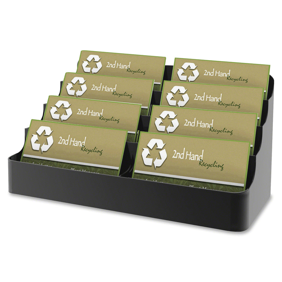 Image of deflecto® 8-Tier Recycled Business Card Holder, Holds 400 Cards, 7.88 X 3.88 X 3.38, Plastic, Black