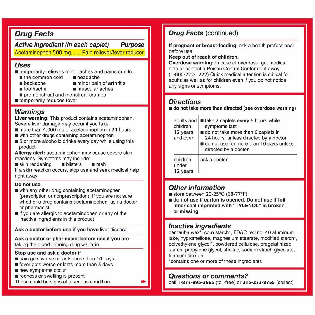 Image of Tylenol 44910 Extra Strength Caplets