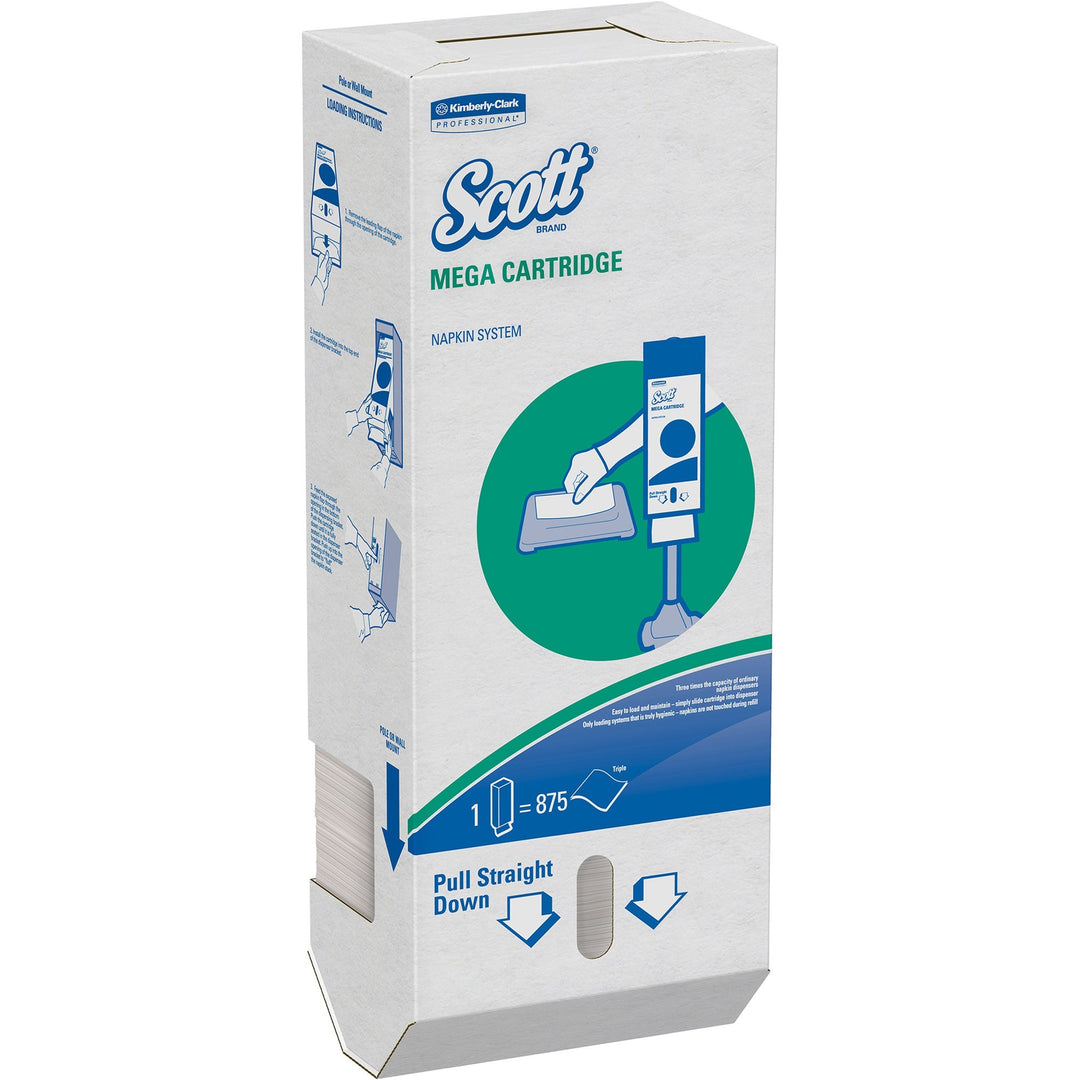 Image of Scott MegaCartridge 98908 MEGA Cartridge In-Counter Napkins, 1 Ply, 6.50" W x 8.40" Length, Fiber, 875/Box, 6 / Carton