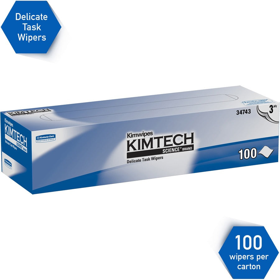 Image of KIMTECH Kimwipes 34743 Delicate Task Wipers, Pop-Up Box, For Laboratory, Absorbent, White/, 1 Box