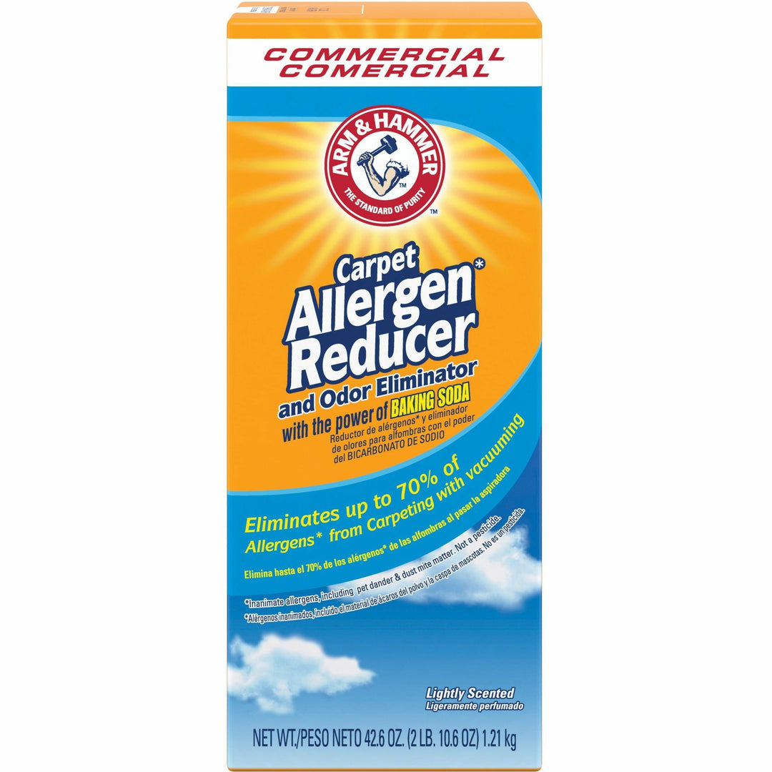 Image of Arm & Hammer 84113 Commercial Carpet Allergen Reducer, 42.60 oz (2.66 lb), Light Scent, White, 1 Each