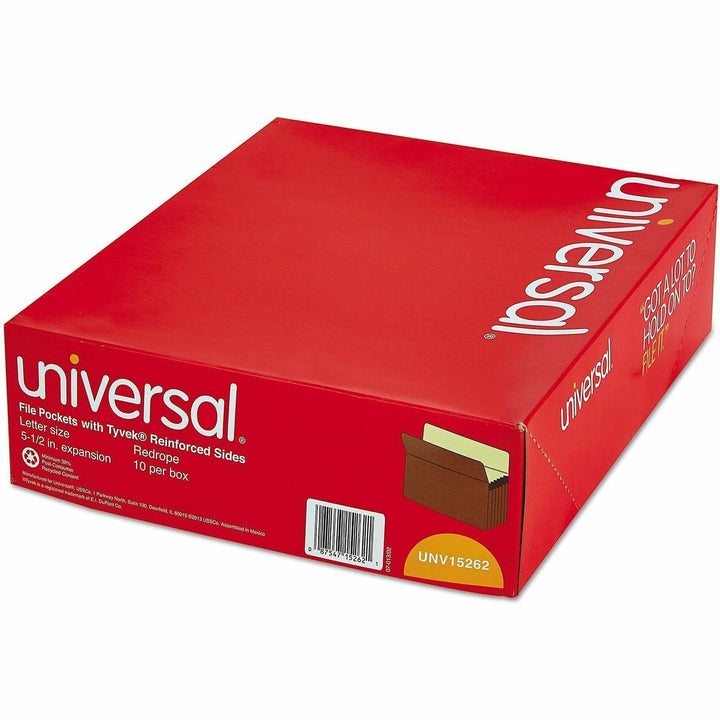 Image of Universal® Redrope Expanding File Pockets, 5.25" Expansion, Letter Size, Redrope, 10/box