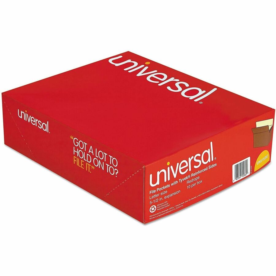 Image of Universal® Redrope Expanding File Pockets, 5.25" Expansion, Letter Size, Redrope, 10/box