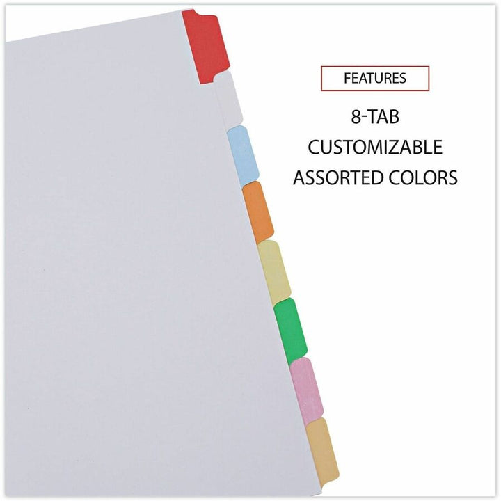 Image of Universal 20819 Deluxe Write-On/Erasable Tab Index, 8-Tab, 11 x 8.5, White, Assorted Tabs, 1 Set