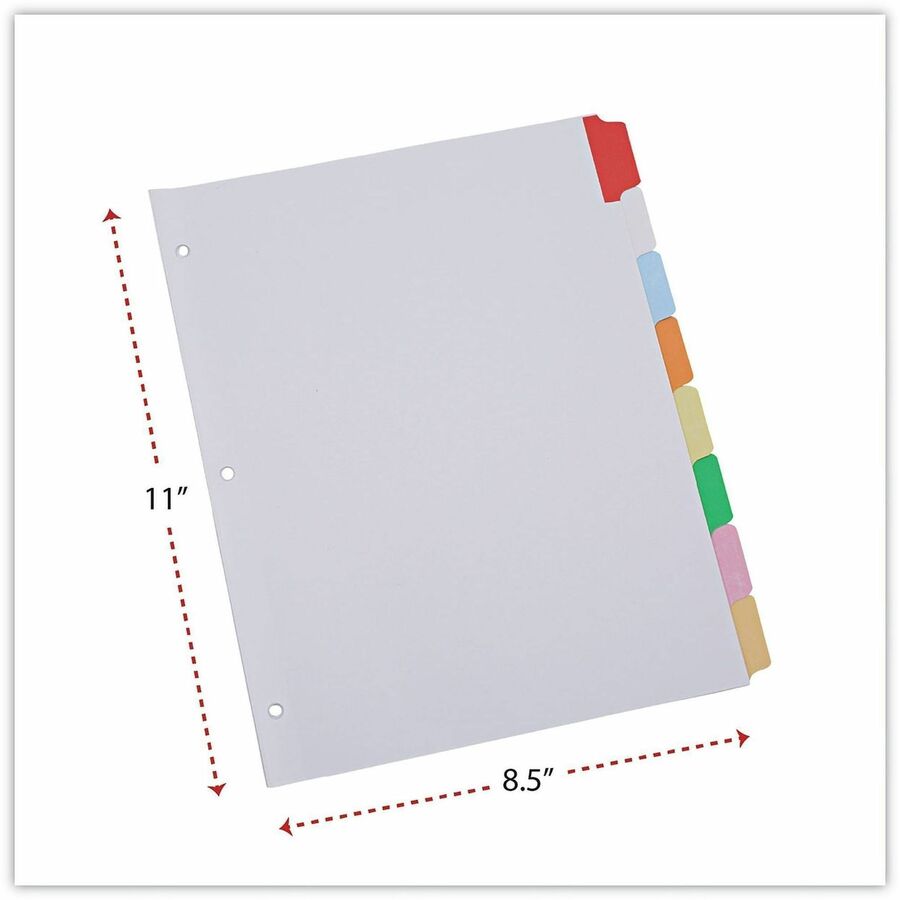 Image of Universal 20819 Deluxe Write-On/Erasable Tab Index, 8-Tab, 11 x 8.5, White, Assorted Tabs, 1 Set