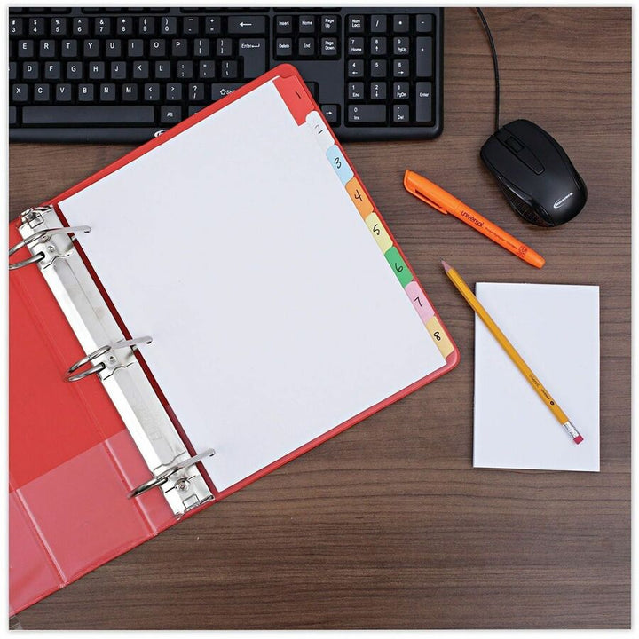 Image of Universal 20819 Deluxe Write-On/Erasable Tab Index, 8-Tab, 11 x 8.5, White, Assorted Tabs, 1 Set