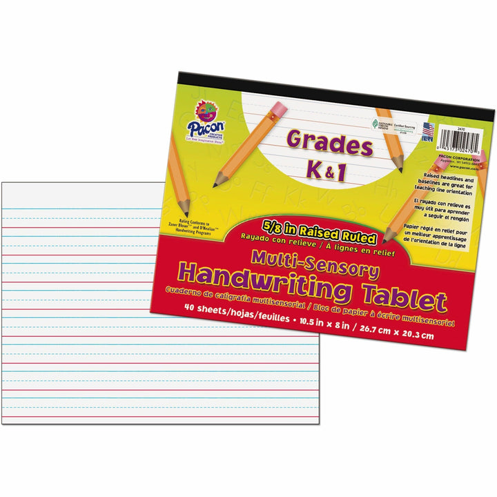 Image of Pacon® Multi-Sensory Handwriting Tablet, 5/8" Long Rule, 8 X 10.5, 40/pad