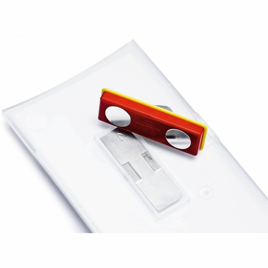 Image of Durable Office Products Name Badge Holder, Dbl Magnets, 3-3/4"x2-1/4, 10/PK, Clear