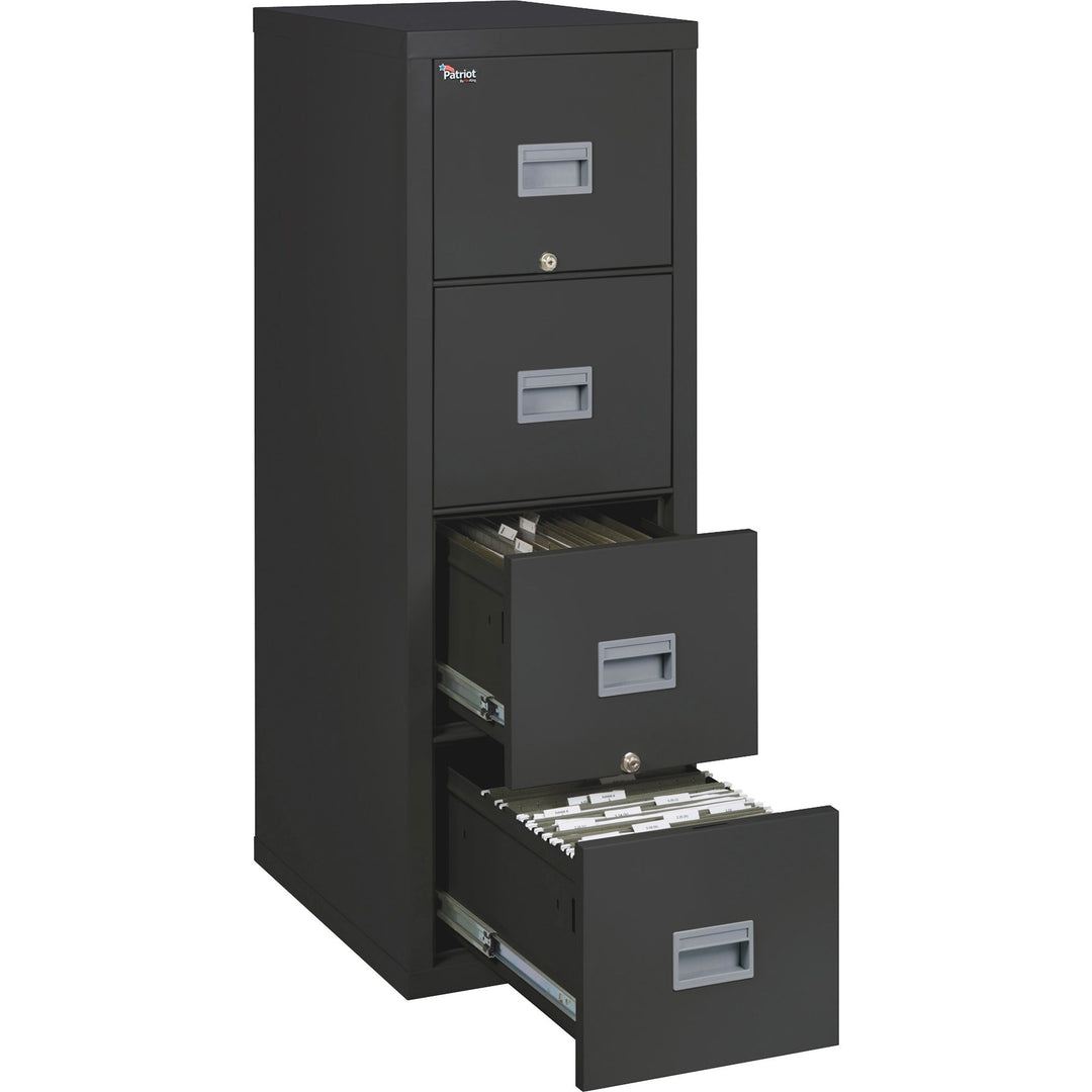 Image of FireKing® Patriot By Fireking Insulated Fire File, 1-Hour Fire Protection, 4 Legal/letter File Drawers, Black, 17.75" X 25" X 52.75"