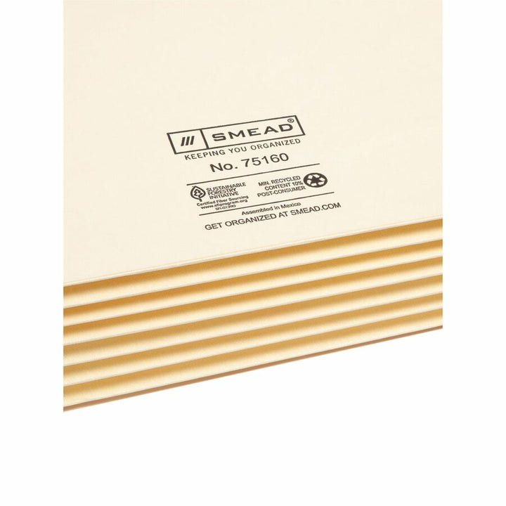 Image of Smead 75160 TUFF File Pocket, 8 1/2" x 11", 700 Sheets Capacity, 5 1/4" Expansion, 2 Plys, 10% Recycled, 10 / Box