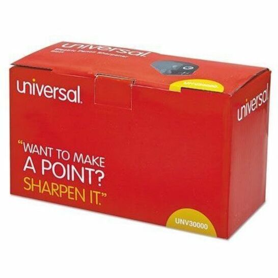 Image of Universal 30010 Electric Pencil Sharpener, Desktop, AC Supply Powered, 4" H x 3.1" W x 5.8" Depth, Black, 1 Each