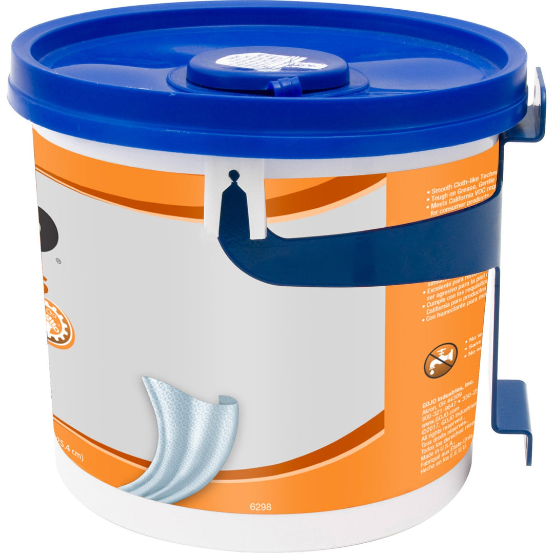 Image of GOJO® Wet Towels, Citrus, 130/Bucket, 4/CT, Blue