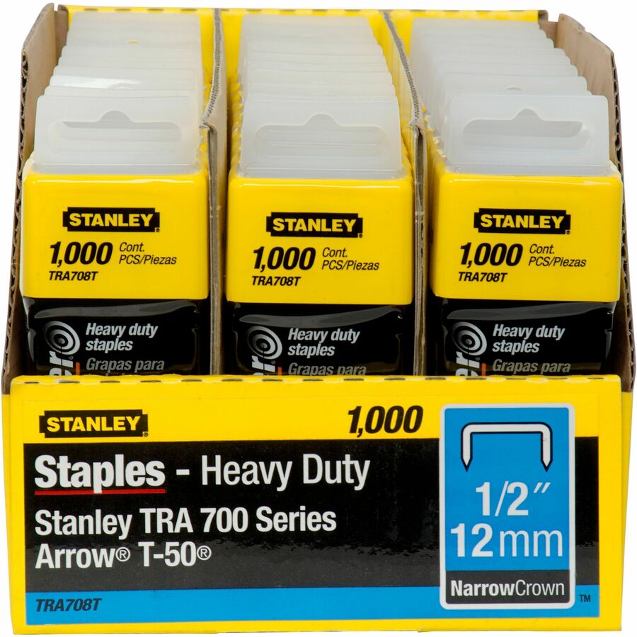 Image of Bostitch® HD Staples, 1/2" Stanley Staples, 1000/BX, Silver