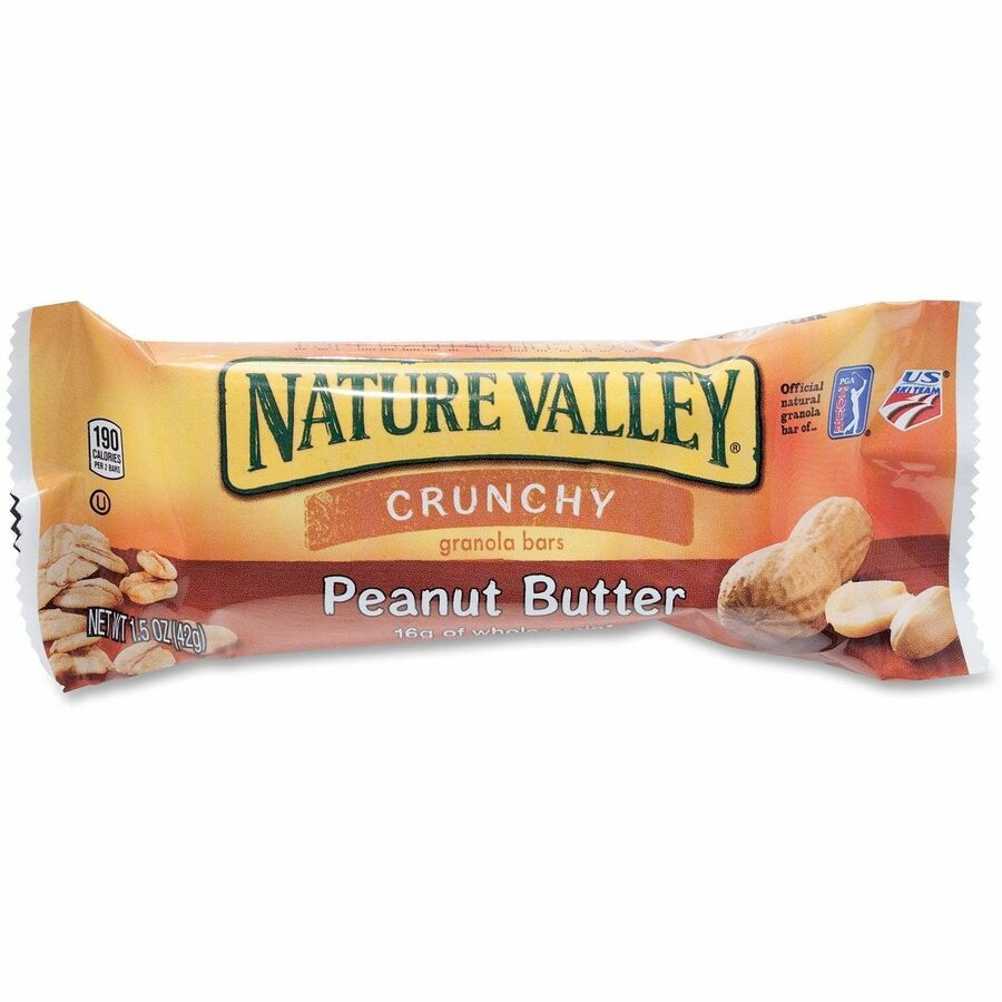 Image of NATURE VALLEY SN3355 Nature Valley Peanut Butter Granola Bars, Peanut Butter, Crunch, 1 Serving Pouch, 1.50 oz, 18 / Box
