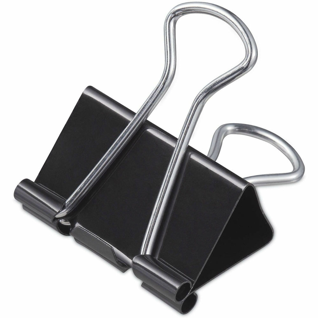 Image of Universal 11124 Binder Clips with Storage Tub, Medium, Black/Silver, 24/Pack