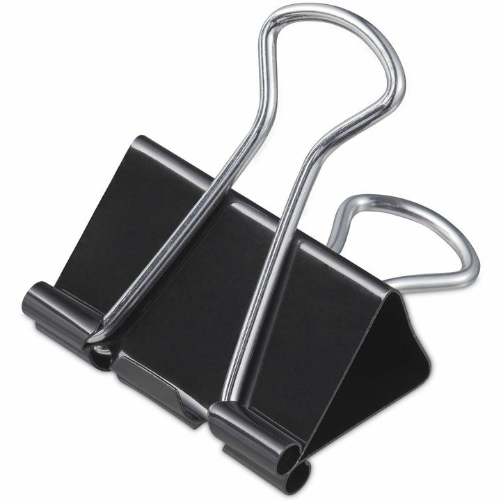 Image of Universal 11124 Binder Clips with Storage Tub, Medium, Black/Silver, 24/Pack