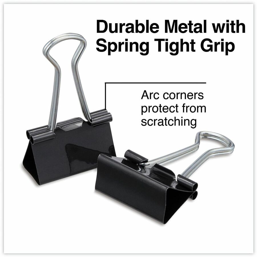 Image of Universal 11124 Binder Clips with Storage Tub, Medium, Black/Silver, 24/Pack