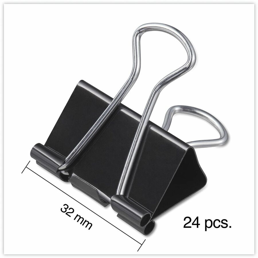 Image of Universal 11124 Binder Clips with Storage Tub, Medium, Black/Silver, 24/Pack