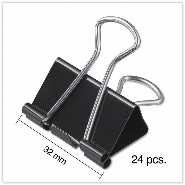Image of Universal 11124 Binder Clips with Storage Tub, Medium, Black/Silver, 24/Pack