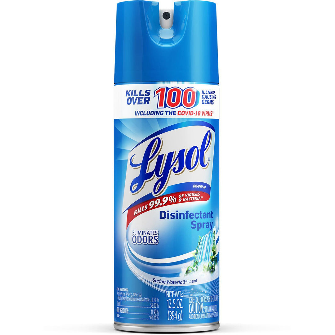 Image of Lysol 02845 Spring Waterfall Disinfectant Spray, Ready-To-Use, 12.5 fl oz (0.4 quart), Spring Waterfall Scent, Easy to Use, Clear, 1 Each