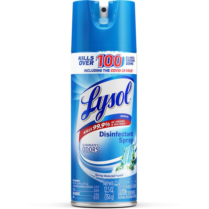 Image of Lysol 02845 Spring Waterfall Disinfectant Spray, Ready-To-Use, 12.5 fl oz (0.4 quart), Spring Waterfall Scent, Easy to Use, Clear, 1 Each